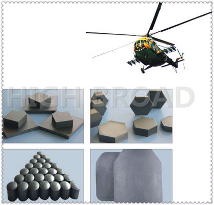 Pressureless Sintered Silicon Carbide Ceramic Tile 30x30mm Hexagonal with Aramid Composite Backing for Ballistic Protection